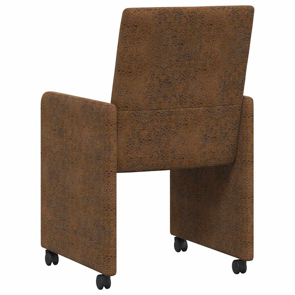 Spisebordsstole med hjul med hjul 2 pcs Brun 57 x 66 x 94 cm