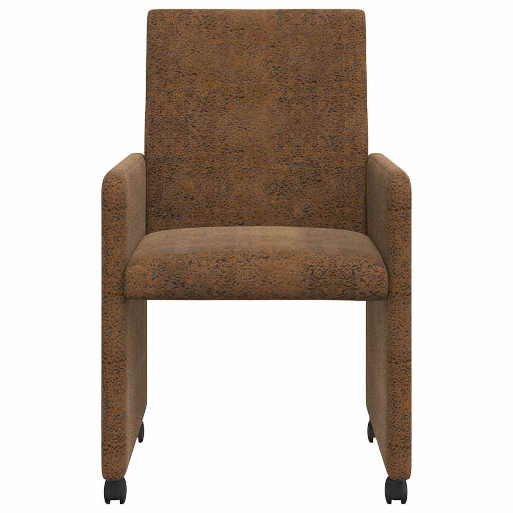 Spisebordsstole med hjul med hjul 2 pcs Brun 57 x 66 x 94 cm