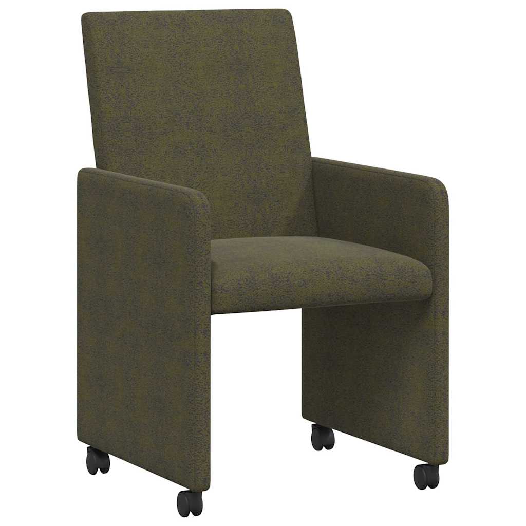 Spisebordsstole med hjul 2 pcs Army grøn 57 x 66 x 94 cm