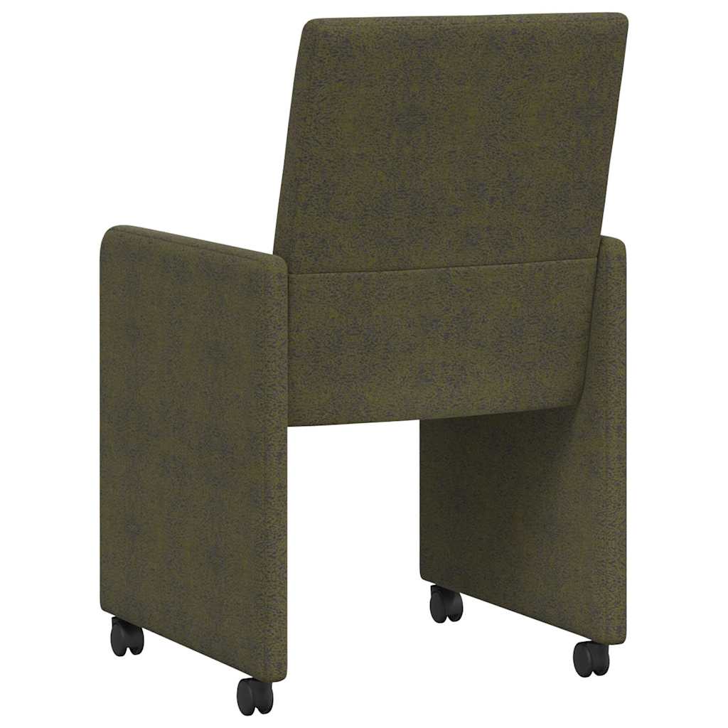 Spisebordsstole med hjul 2 pcs Army grøn 57 x 66 x 94 cm
