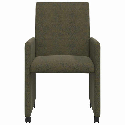 Spisebordsstole med hjul 2 stk. Faux suede læder Army grøn