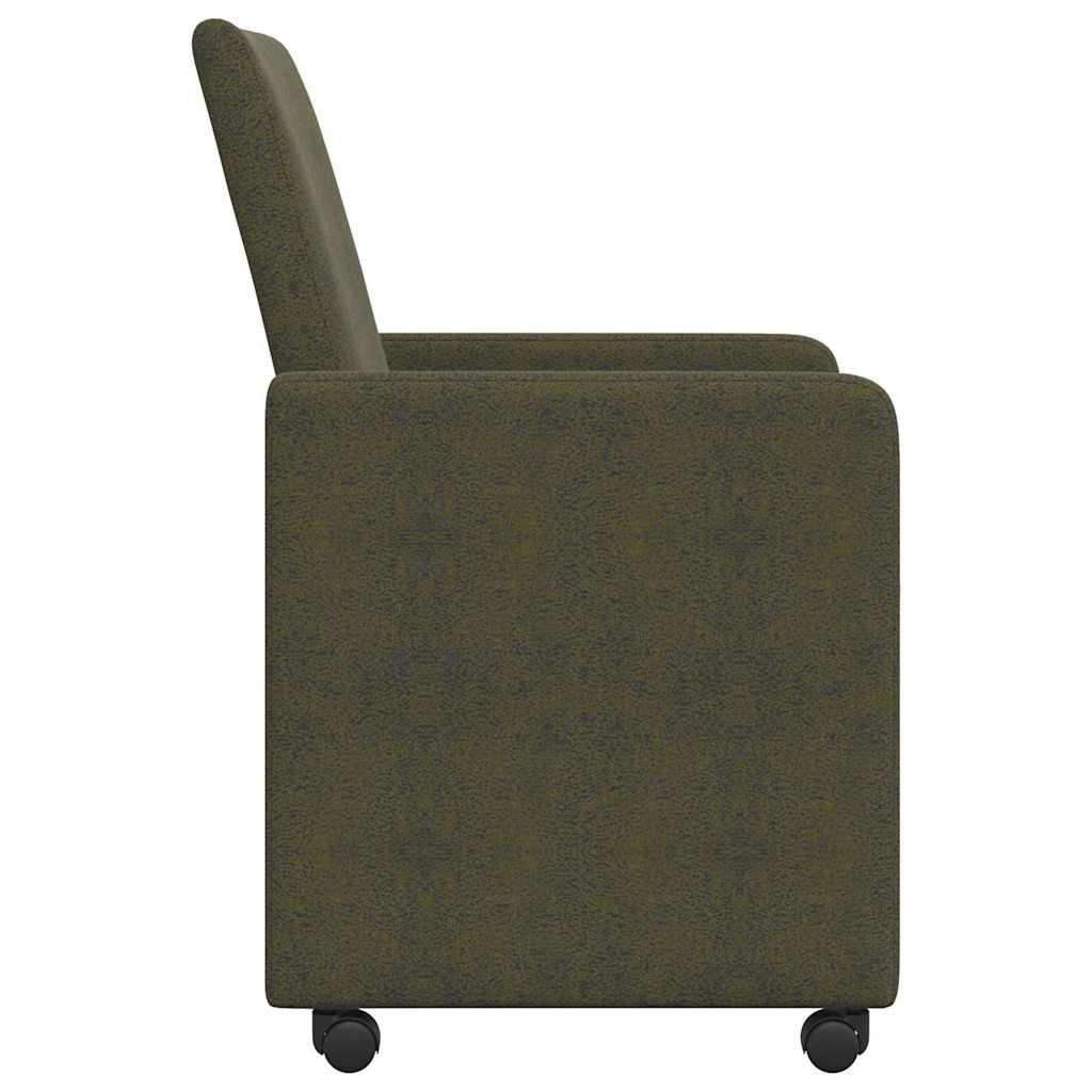 Spisebordsstole med hjul 2 pcs Army grøn 57 x 66 x 94 cm