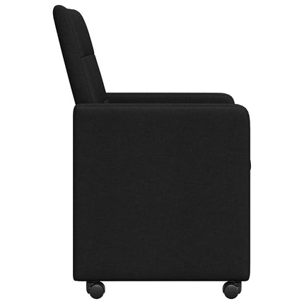 Spisebordsstole med hjul 2 pcs Sort 58 x 65 x 94 cm Stof