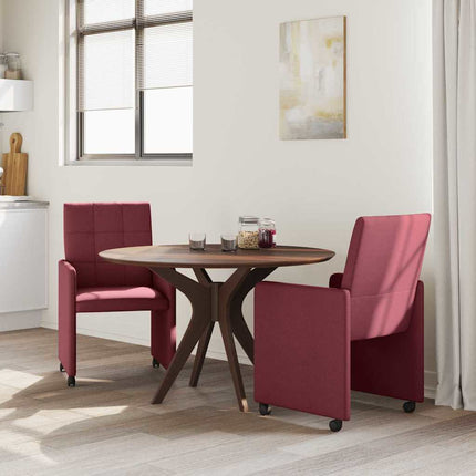 Spisebordsstole med hjul 2 stk. Stof Vinrød 58 x 65 x 94 cm