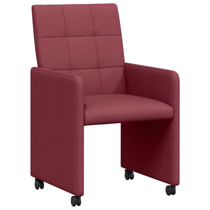 Spisebordsstole med hjul 2 stk. Stof Vinrød 58 x 65 x 94 cm