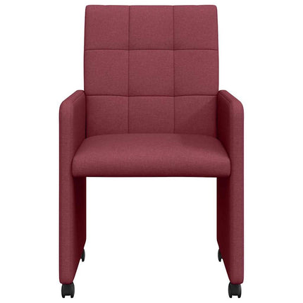 Spisebordsstole med hjul 2 stk. Stof Vinrød 58 x 65 x 94 cm