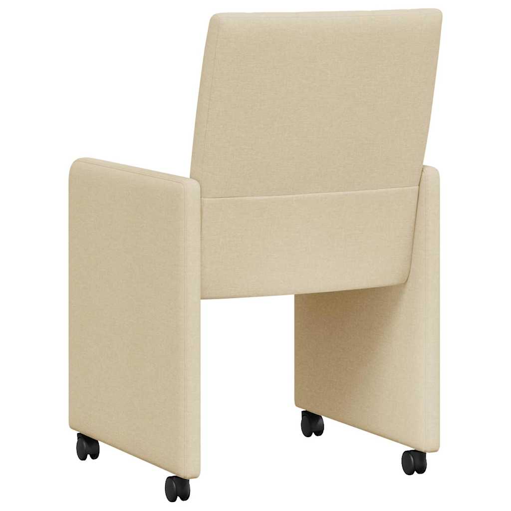 Spisebordsstole med hjul 2 pcs Creme 58 x 65 x 94 cm Stof