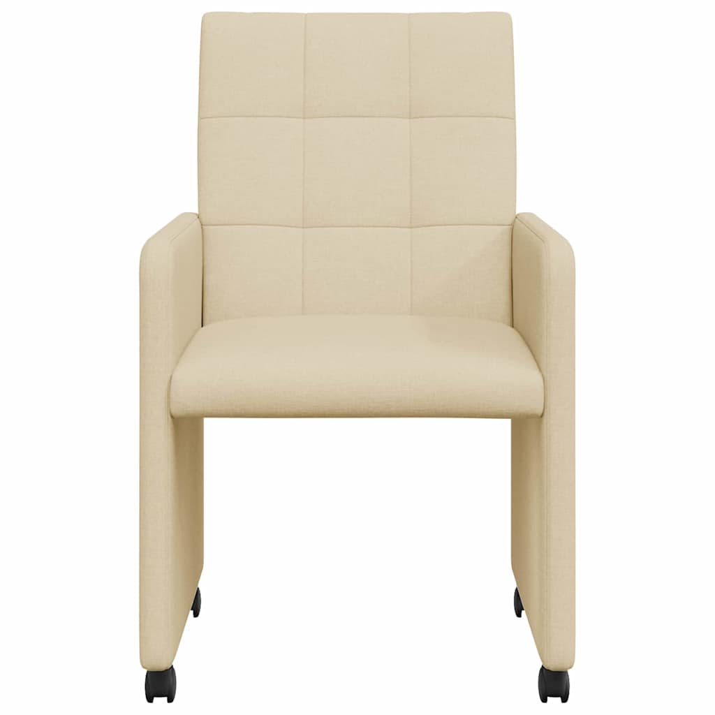 Spisebordsstole med hjul 2 pcs Creme 58 x 65 x 94 cm Stof