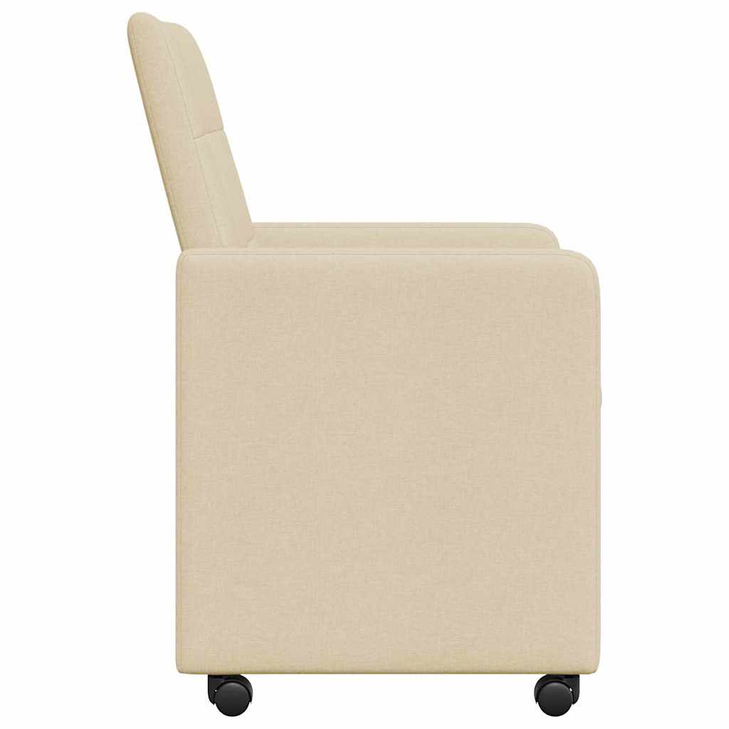Spisebordsstole med hjul 2 pcs Creme 58 x 65 x 94 cm Stof