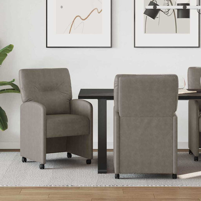 Spisebordsstole med hjul 2 pcs Grå 57 x 67 x 95 cm Kunstlæder