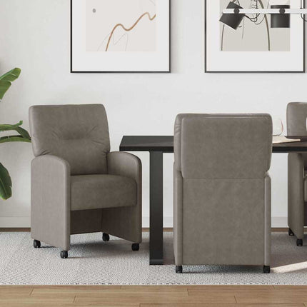 Spisebordsstole med hjul 2 stk. Kunstlæder Grå 57 x 67 x 95 cm