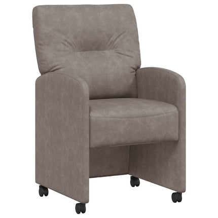 Spisebordsstole med hjul 2 stk. Kunstlæder Grå 57 x 67 x 95 cm