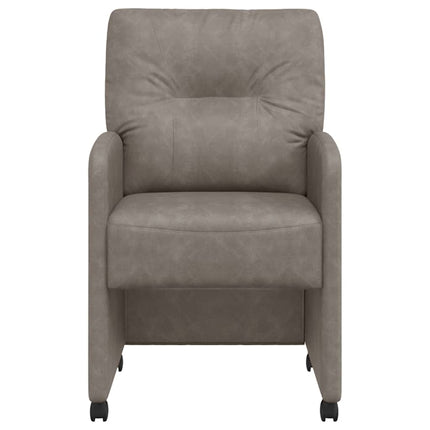 Spisebordsstole med hjul 2 stk. Kunstlæder Grå 57 x 67 x 95 cm