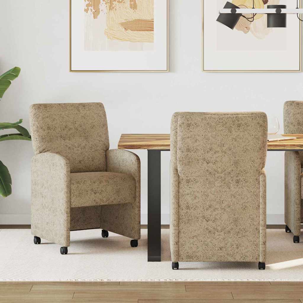 Spisebordsstole med hjul med hjul 2 pcs Lysegrå 57 x 67 x 95 cm