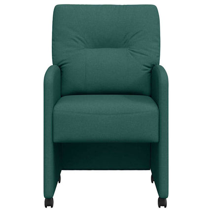 Spisebordsstole med hjul 2 stk. Stof Mørkegrøn 57 x 67 x 95 cm