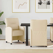 Spisebordsstole med hjul 2 pcs Creme 57 x 67 x 95 cm Stof