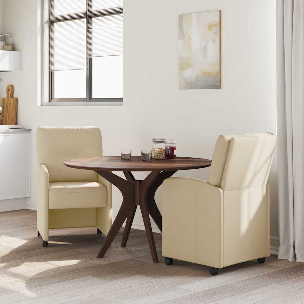 Spisebordsstole med hjul 2 pcs Creme 57 x 67 x 95 cm Stof