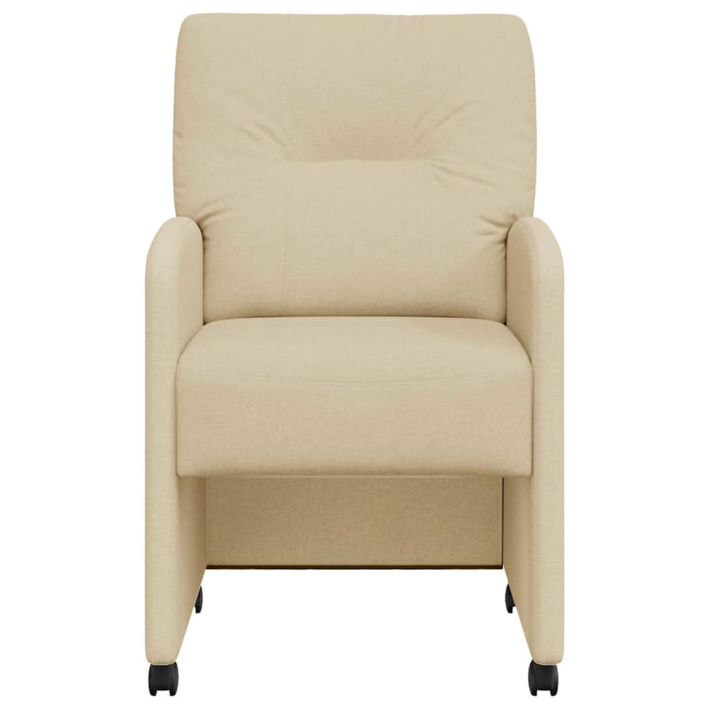 Spisebordsstole med hjul 2 pcs Creme 57 x 67 x 95 cm Stof