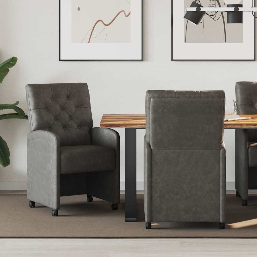 Spisebordsstole med hjul 2 pcs Sort 58 x 67 x 97 cm Kunstlæder