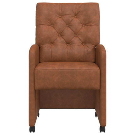 Spisebordsstole med hjul 2 stk. Kunstlæder Brun 58 x 67 x 97 cm