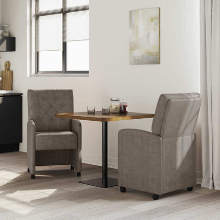 Spisebordsstole med hjul 2 stk. Kunstlæder Grå 58 x 67 x 97 cm