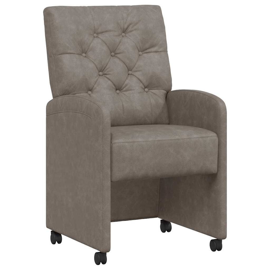 Spisebordsstole med hjul 2 pcs Grå 58 x 67 x 97 cm Kunstlæder
