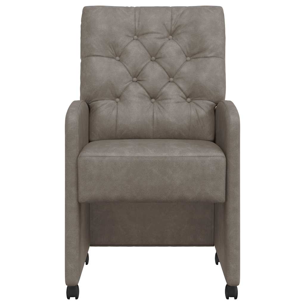 Spisebordsstole med hjul 2 pcs Grå 58 x 67 x 97 cm Kunstlæder