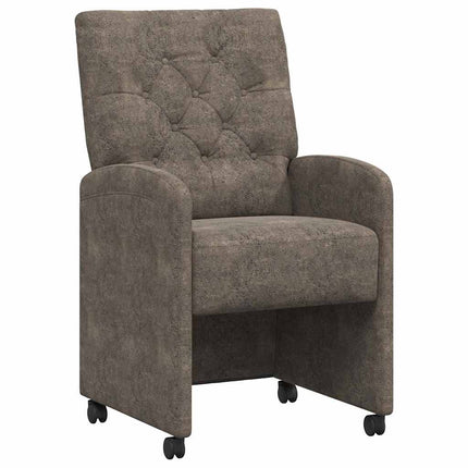 Spisebordsstole med hjul 2 stk. Faux Suede Læder Mørkegrå