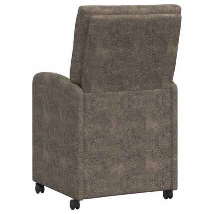 Spisebordsstole med hjul 2 stk. Faux Suede Læder Mørkegrå