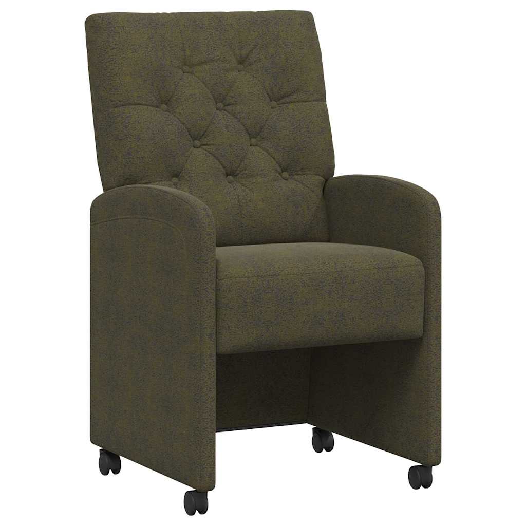 Spisebordsstole med hjul 2 pcs Army grøn 58 x 67 x 97 cm