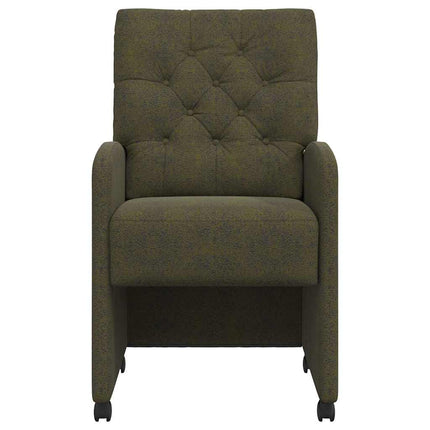 Spisebordsstole med hjul 2 stk. Faux Suede Læder Army grøn