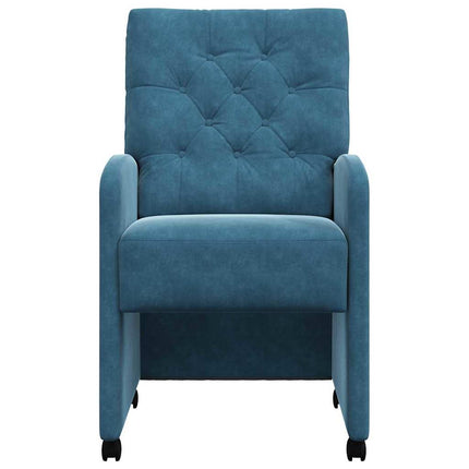 Spisebordsstole med hjul 2 stk. Fløjl Blå 58 x 67 x 97 cm