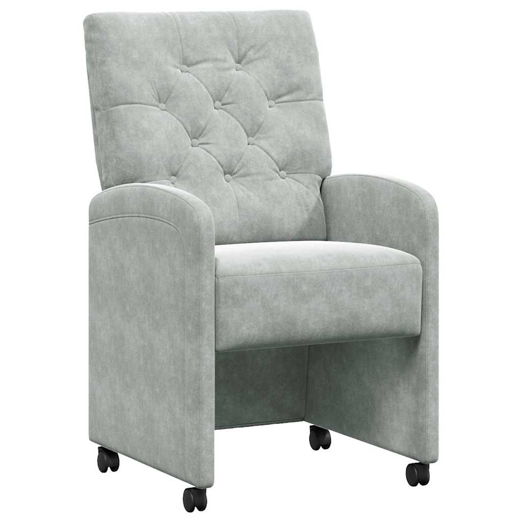 Spisebordsstole med hjul 2 pcs Lysegrå 58 x 67 x 97 cm Fløjl