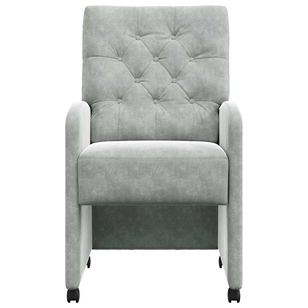 Spisebordsstole med hjul 2 pcs Lysegrå 58 x 67 x 97 cm Fløjl