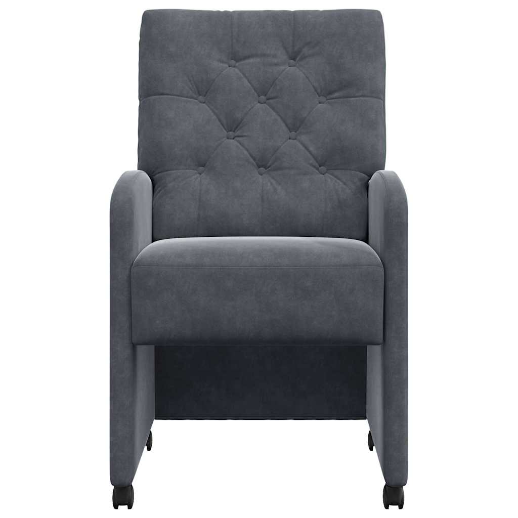 Spisebordsstole med hjul 2 pcs Mørkegrå 58 x 67 x 97 cm Fløjl