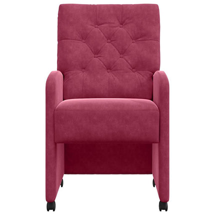 Spisebordsstole med hjul 2 stk. Fløjl Vinrød 58 x 67 x 97 cm