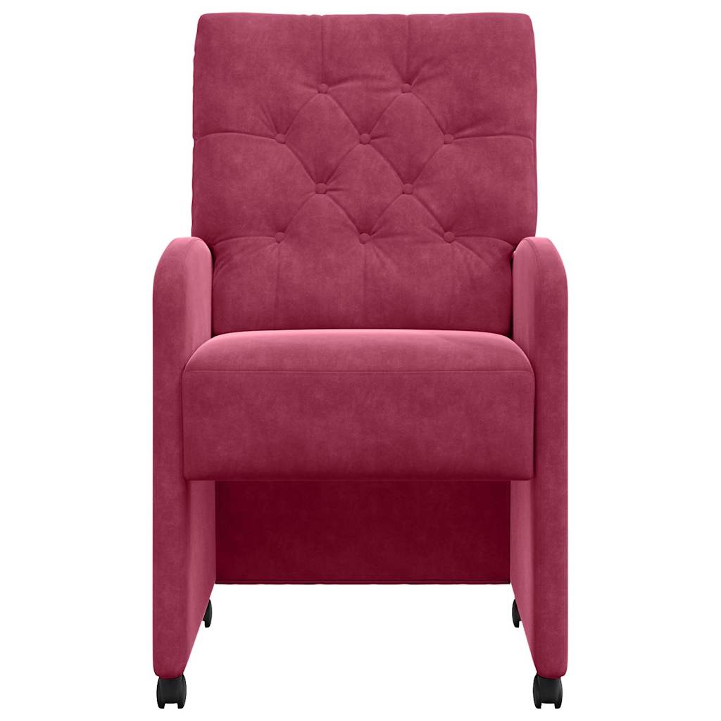 Spisebordsstole med hjul 2 pcs Vinrød 58 x 67 x 97 cm Fløjl