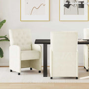Spisebordsstole med hjul 2 pcs Creme 58 x 67 x 97 cm Fløjl
