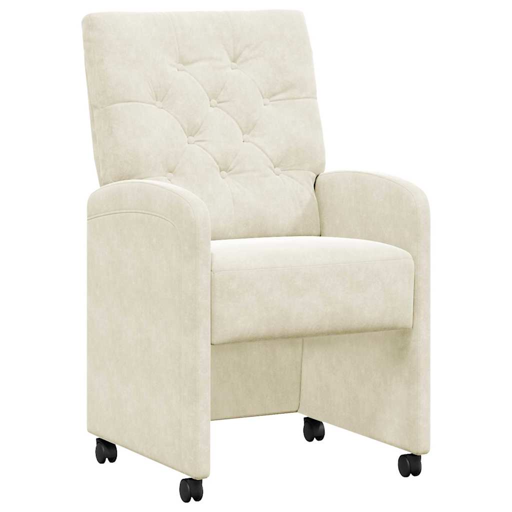 Spisebordsstole med hjul 2 pcs Creme 58 x 67 x 97 cm Fløjl