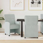 Spisebordsstole med hjul 2 pcs Lysegrå 58 x 65 x 98 cm Fløjl