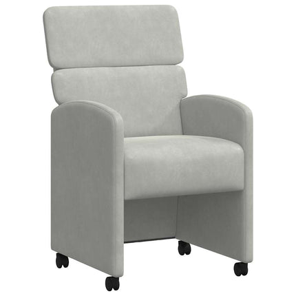 Spisebordsstole med hjul 2 stk. Fløjl Lysegrå 58 x 65 x 98 cm