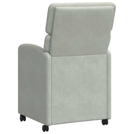 Spisebordsstole med hjul 2 stk. Fløjl Lysegrå 58 x 65 x 98 cm