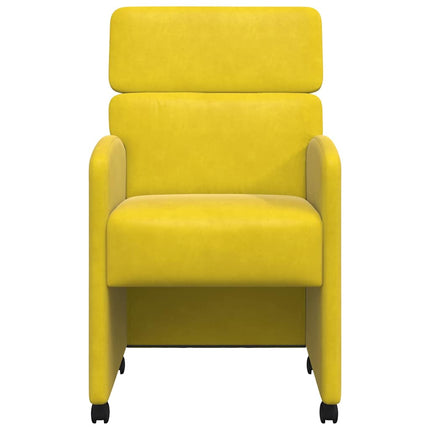 Spisebordsstole med hjul 2 stk. Fløjl Gul 58 x 65 x 98 cm