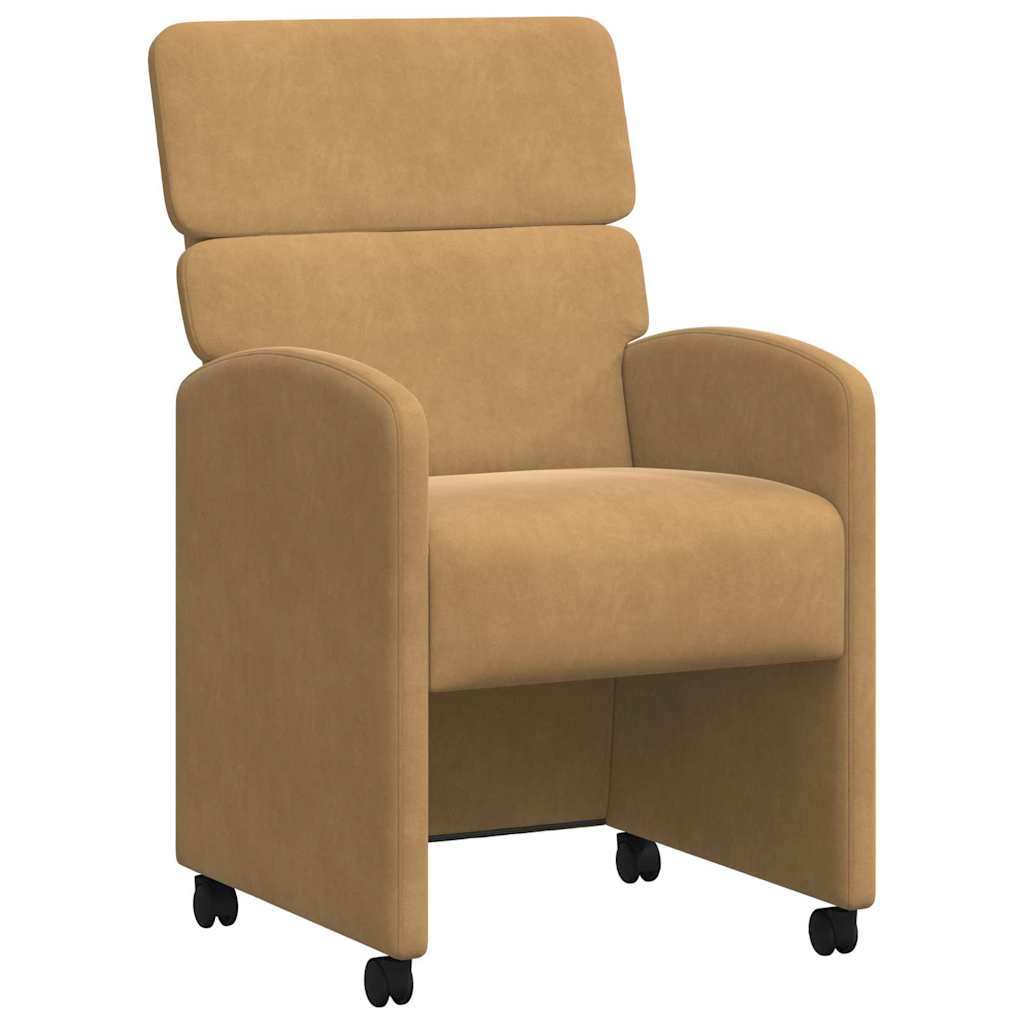 Spisebordsstole med hjul 2 pcs Brun 58 x 65 x 98 cm Fløjl