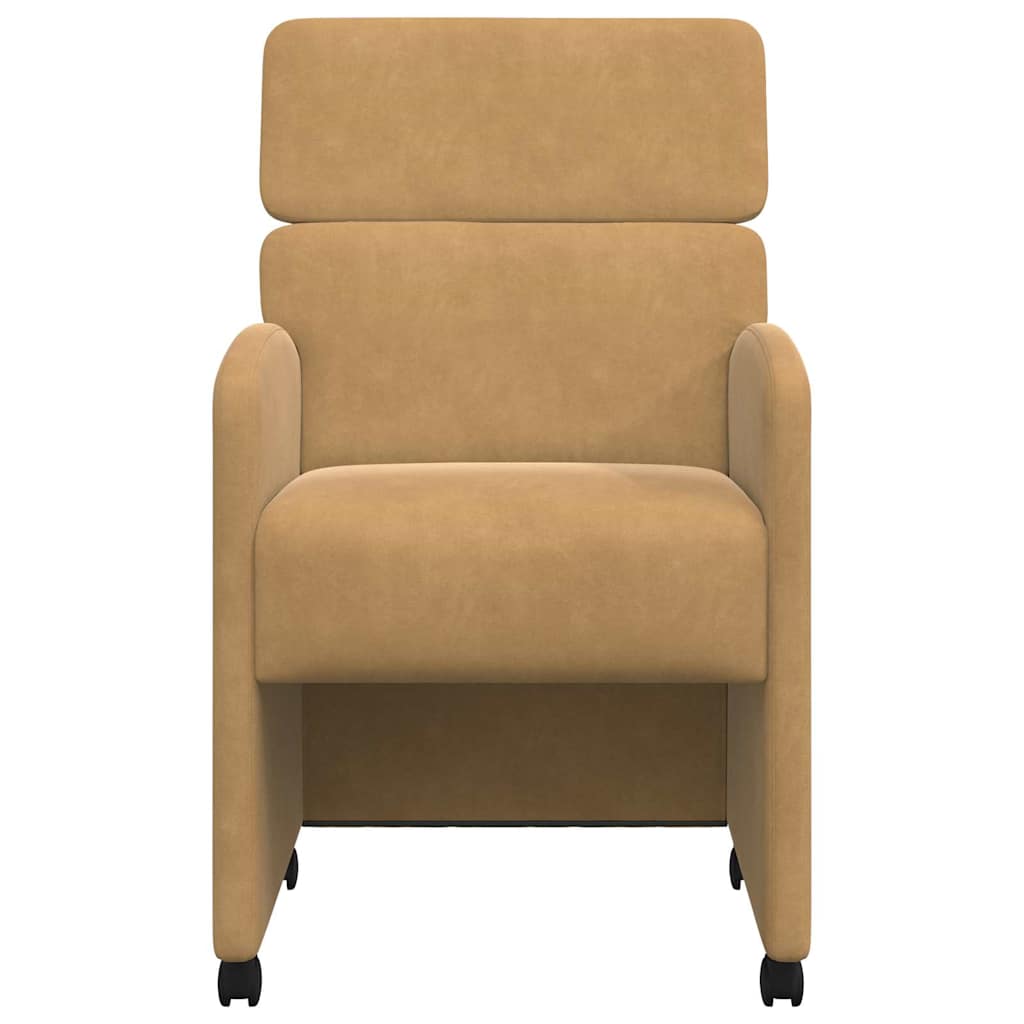 Spisebordsstole med hjul 2 pcs Brun 58 x 65 x 98 cm Fløjl