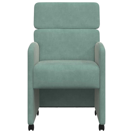 Spisebordsstole med hjul 2 stk. Fløjl havgrøn 58 x 65 x 98 cm