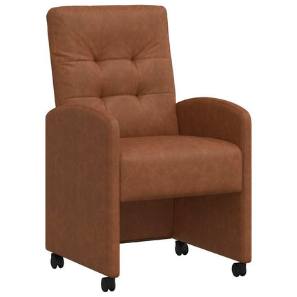 Spisebordsstole med hjul 2 stk. Kunstlæder Brun 58 x 67 x 97 cm