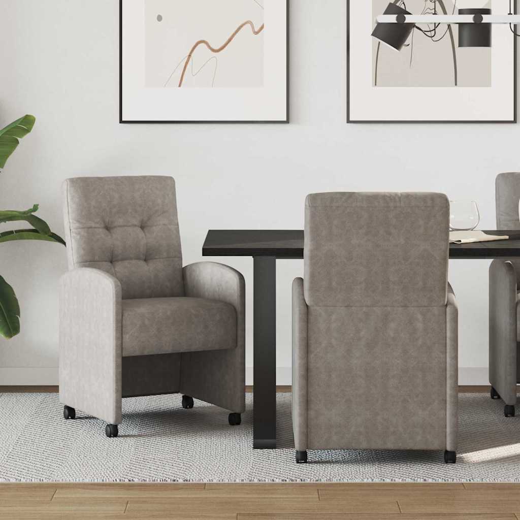 Spisebordsstole med hjul 2 pcs Grå 57 x 67 x 98 cm Kunstlæder