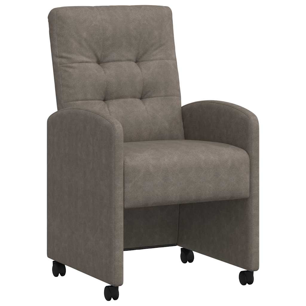 Spisebordsstole med hjul 2 pcs Grå 57 x 67 x 98 cm Kunstlæder