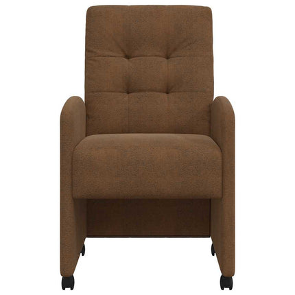 Spisebordsstole med hjul 2 stk. Faux suede læder Brun